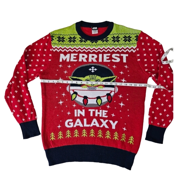 Star Wars Men's Christmas Sweater Baby Yoda Size XL Merriest in the Gala… - Picture 4 of 7